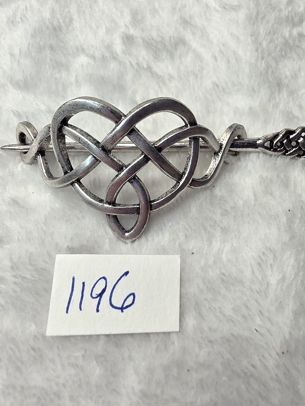 Vintage-Inspired Celtic Heart Silver Shawl Hair Pin Barrette